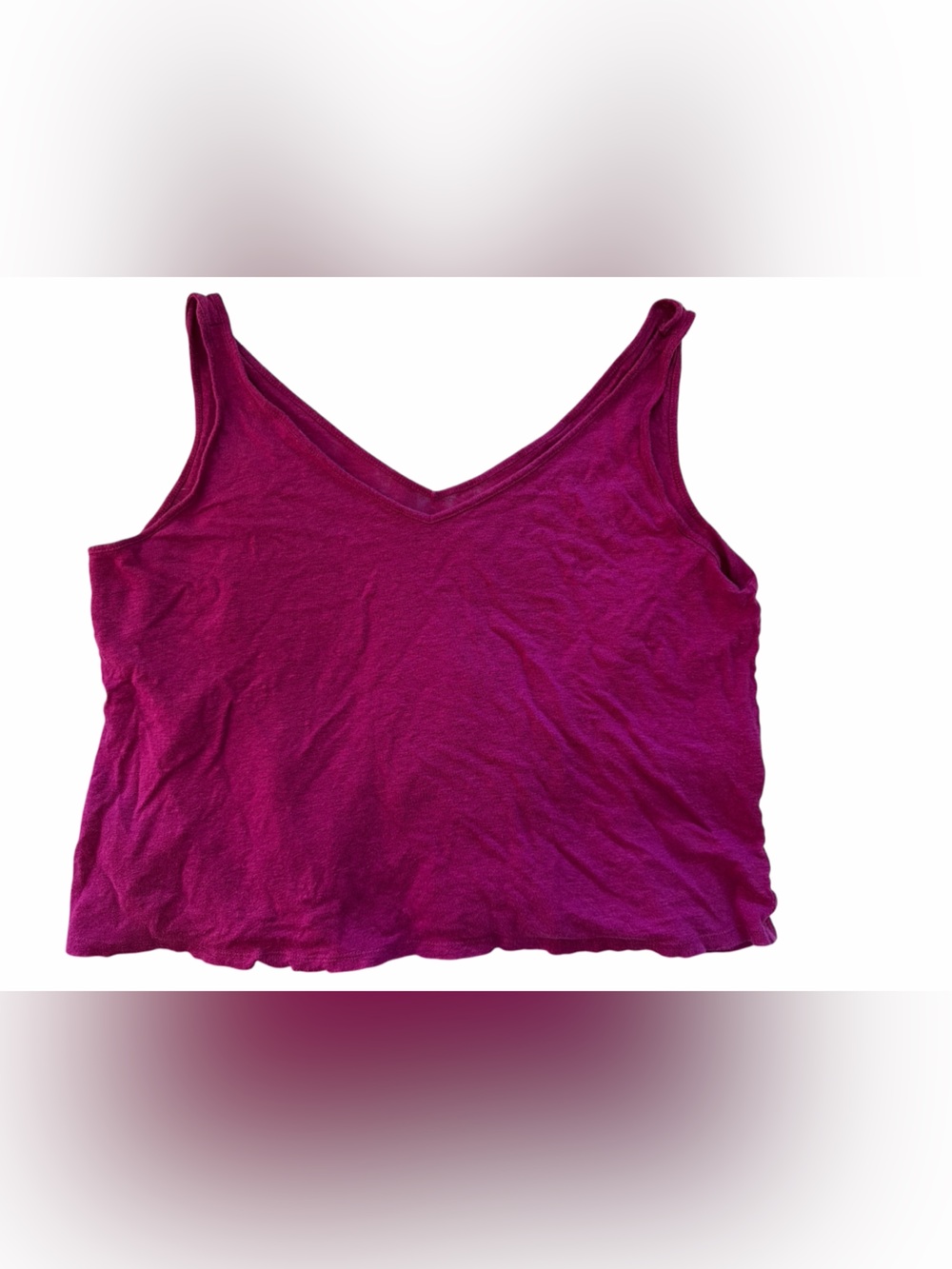 Linen V-Neck Tank Top - Magenta